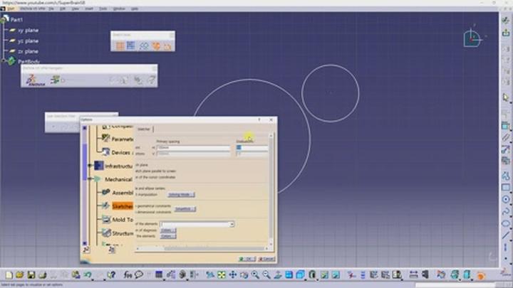 CATIA 기초.18강_Sketch Tools 비디오 썸네일 이미지