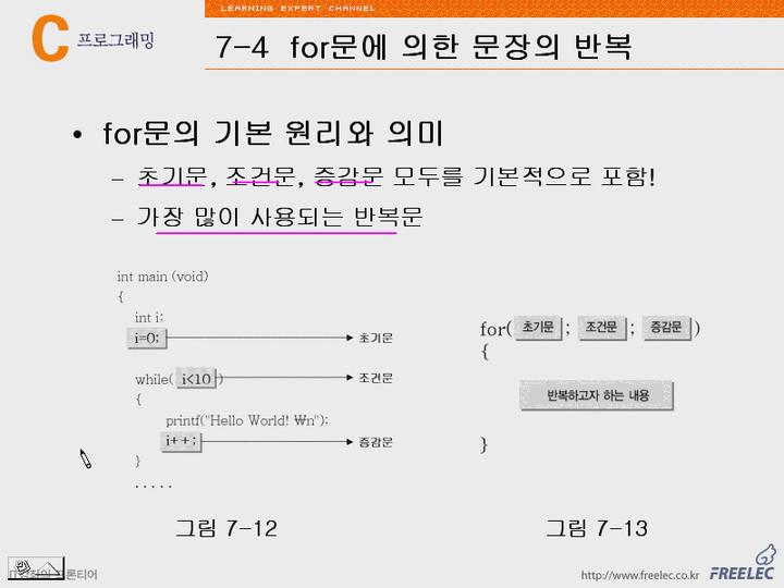 C언어 강좌 제07장 다양한형태의반복문4.for문에의한문장의반복 비디오 썸네일 이미지