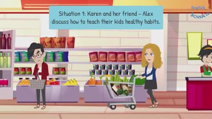 상황별 영어 듣기.93화_How do you teach your children to eat healthy food$ English Listening Practice Daily 비디오 썸네일 이미지