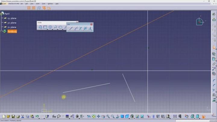 CATIA 기초.25강_카티아 Line 선 무한선 접선 법선 비디오 썸네일 이미지